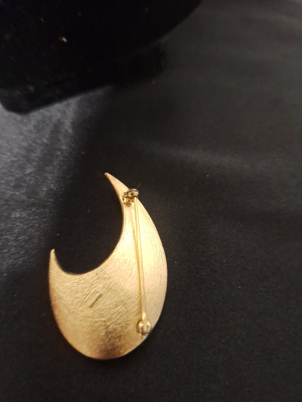 Trifari Silver Crescent Teardrop Brooch